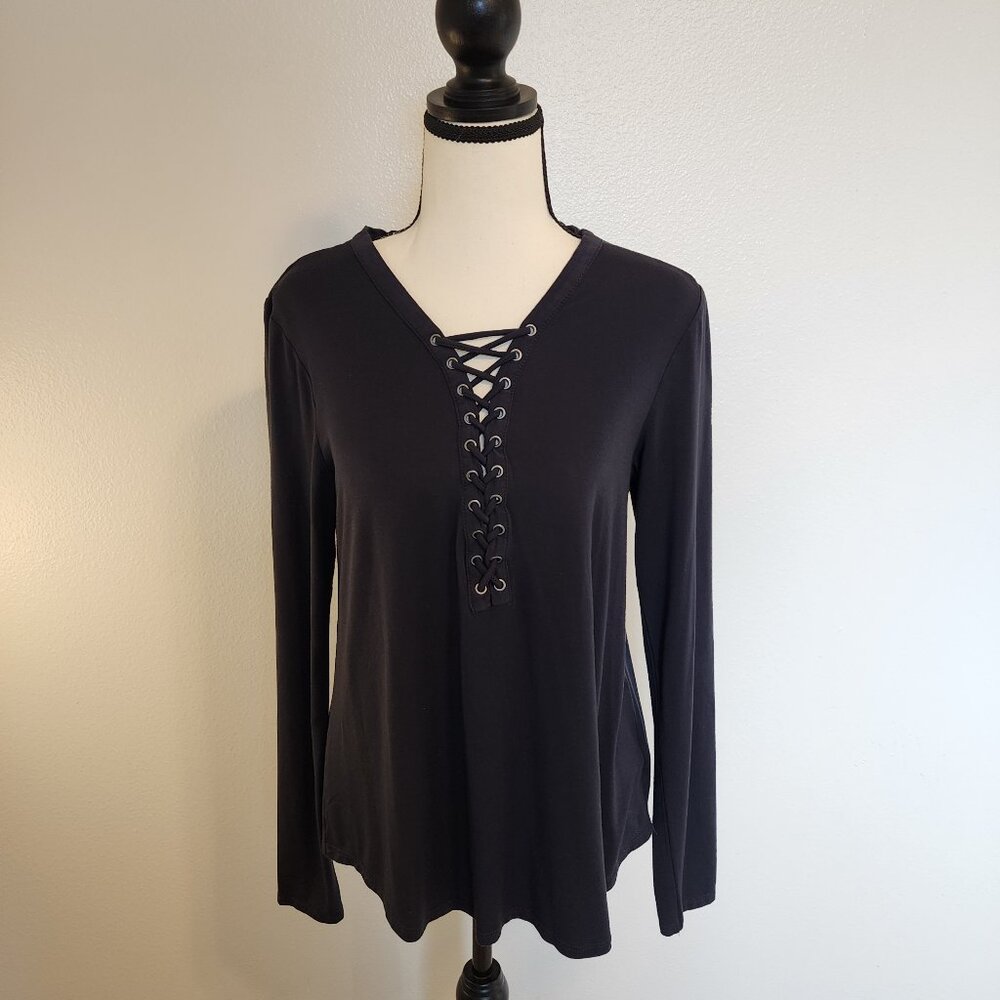 American Eagle Outfitters Black Soft & Sexy Long Sleeve Top, Size Medium - Picture 2 of 10